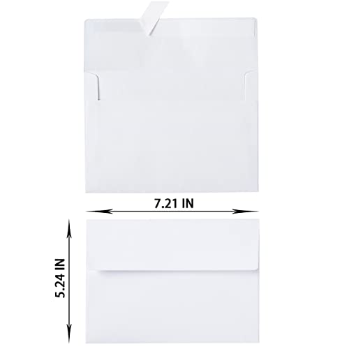 Wishop 50 Pack 5 x 7 Envelopes Colored Self Seal for Wedding, Party Invitations, Greeting Cards, Announcements, Photos, 5.24 x 7.21 Inches (White) - Image 2
