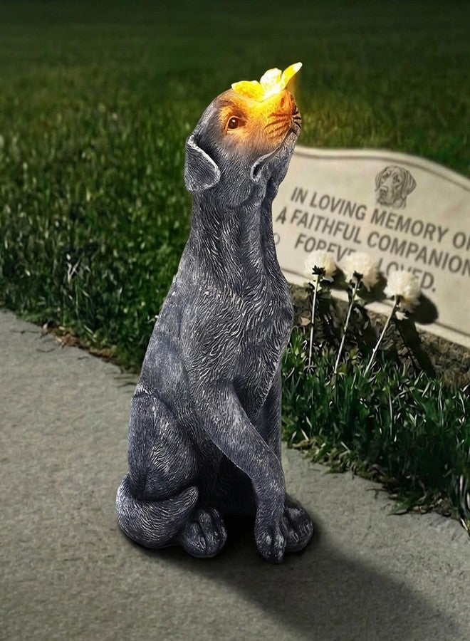 Goodeco Memorial Dog with Butterfly Statue - Pet Memorial Statue Garden Dog Ornament, Pet Passing Away Bereavement Presents Tribute Sculpture, Pet Memorial Gifts, Pet Loss Gift for Dog - Image 1