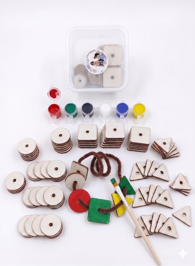 Tantrums Lacing Shape DIY Kit for Kids | Wooden Painting & Threading Activity Toy | Montessori Fine Motor Skill Learning Set | Creative Educational Craft Kit for Toddlers - Image 1