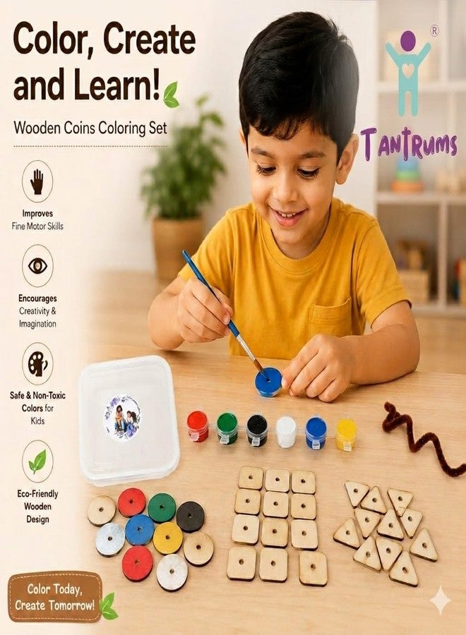 Tantrums Lacing Shape DIY Kit for Kids | Wooden Painting & Threading Activity Toy | Montessori Fine Motor Skill Learning Set | Creative Educational Craft Kit for Toddlers - Image 3