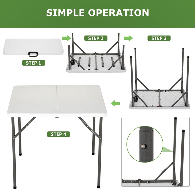 BestOffice Outdoor 34" Folding Card Table Plastic Table Portable Square Height Dining Table Perfect for Picnics,Parties,Party and Camping, White - Image 3