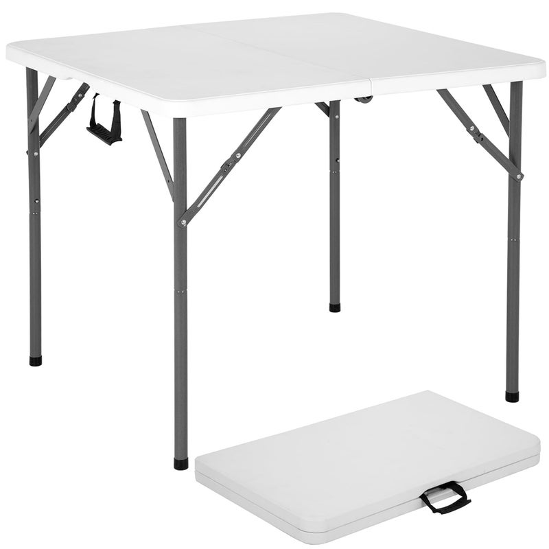 BestOffice Outdoor 34" Folding Card Table Plastic Table Portable Square Height Dining Table Perfect for Picnics,Parties,Party and Camping, White - Image 1