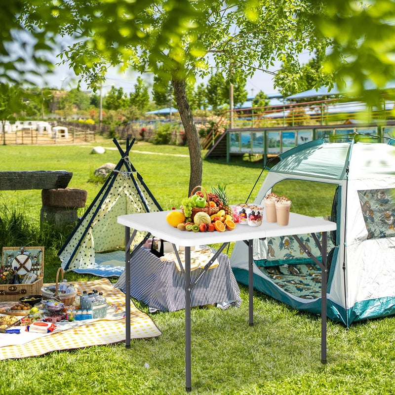 BestOffice Outdoor 34" Folding Card Table Plastic Table Portable Square Height Dining Table Perfect for Picnics,Parties,Party and Camping, White - Image 2