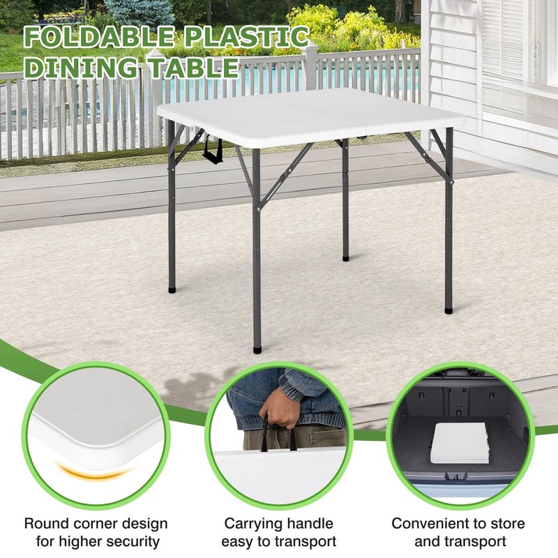 BestOffice Outdoor 34" Folding Card Table Plastic Table Portable Square Height Dining Table Perfect for Picnics,Parties,Party and Camping, White - Image 5