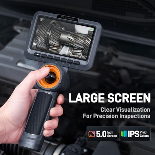 Teslong 360 Articulating Borescope with Light, 5'' Monitor Industrial Inspection Camera with 4-Way Joystick Articulation, HD Endoscope Camera for Automotive, Pipes, and Mechanics (0.24inch-5FT) - Image 4