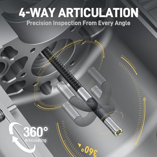 Teslong 360 Articulating Borescope with Light, 5'' Monitor Industrial Inspection Camera with 4-Way Joystick Articulation, HD Endoscope Camera for Automotive, Pipes, and Mechanics (0.24inch-5FT) - Image 2