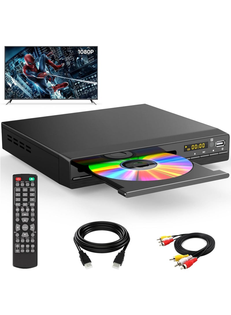 KADIP DVD Player, HDMI Region Free DVD Players for Smart TV, 1080P Upscaling, USB Input, HDMI/RCA Output Cable Included, Breakpoint Memory, Built-in PAL/NTSC, CD Players for Home - Image 1