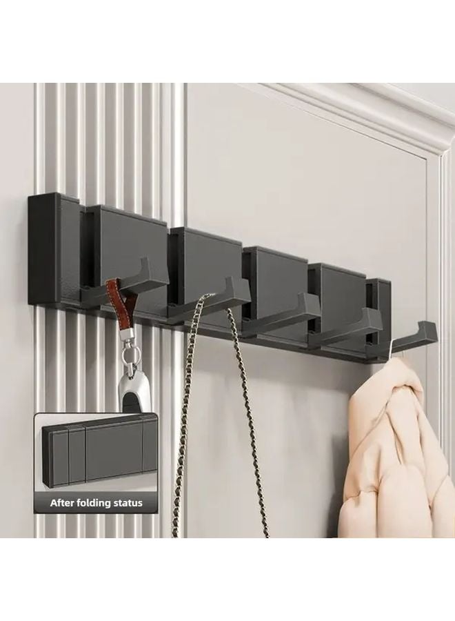 Black Wall Mounted Coat Rack With 5 Concealed Hooks For Hats Bags Towels Entryway - Image 2