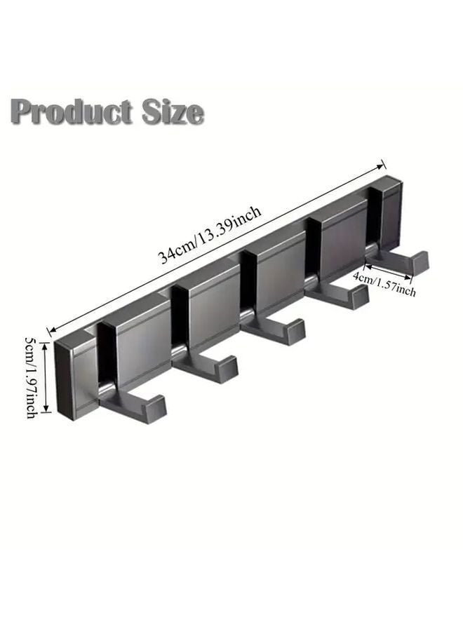 Black Wall Mounted Coat Rack With 5 Concealed Hooks For Hats Bags Towels Entryway - Image 4