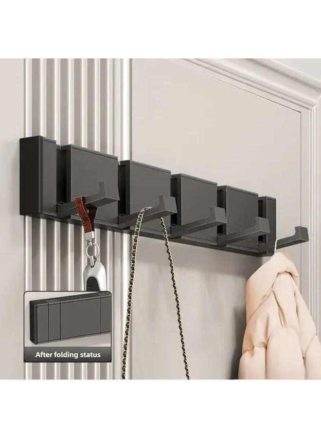 Black Wall Mounted Coat Rack With 5 Concealed Hooks For Hats Bags Towels Entryway - Image 1