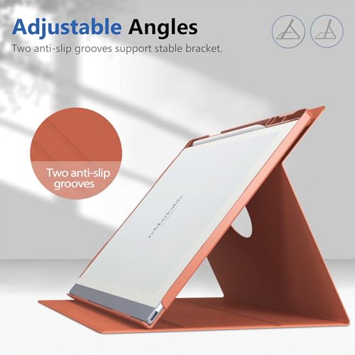 E NET-CASE ENET-CASE Case for Remarkable 2 Paper Tablet- Multi-Viewing Adjustable Folding Book Folio Cover - with Built-in Pen Holder - for 10.3" 2020 Released (New Library) - Image 4