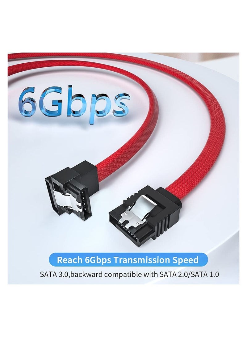 سيوسي 5 عبوات من كبل SATA 3.0 ، 20 بوصة SATA III زاوية قائمة 90 درجة HDD SSD ، كابل مضفر من النايلون مع مزلاج قفل لـ SATA HDD ، SSD ، مشغل CD ، كاتب CD  - Image 3
