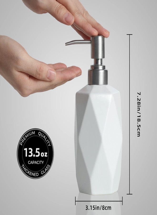 FE FUN ELEMENTS Soap Dispenser, 13.5oz Ceramic Soap Dispenser Bathroom for Kitchen & Bathroom (White) - Image 2
