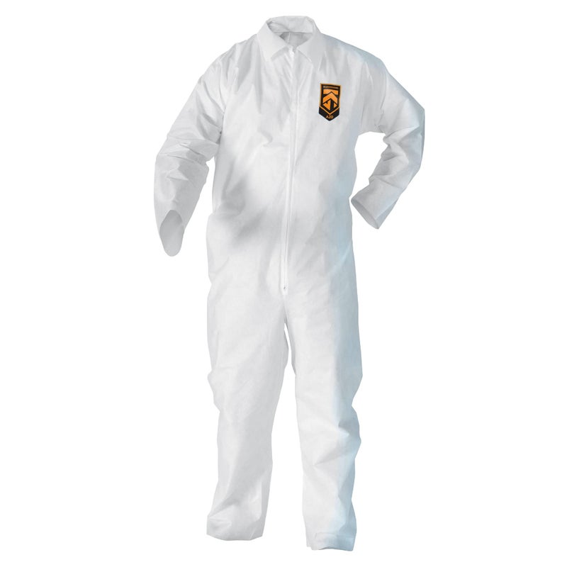 KleenGuard A20 Elastic Wrist and Ankle Coverall Large White 37716 REFLEX Design Zip Front