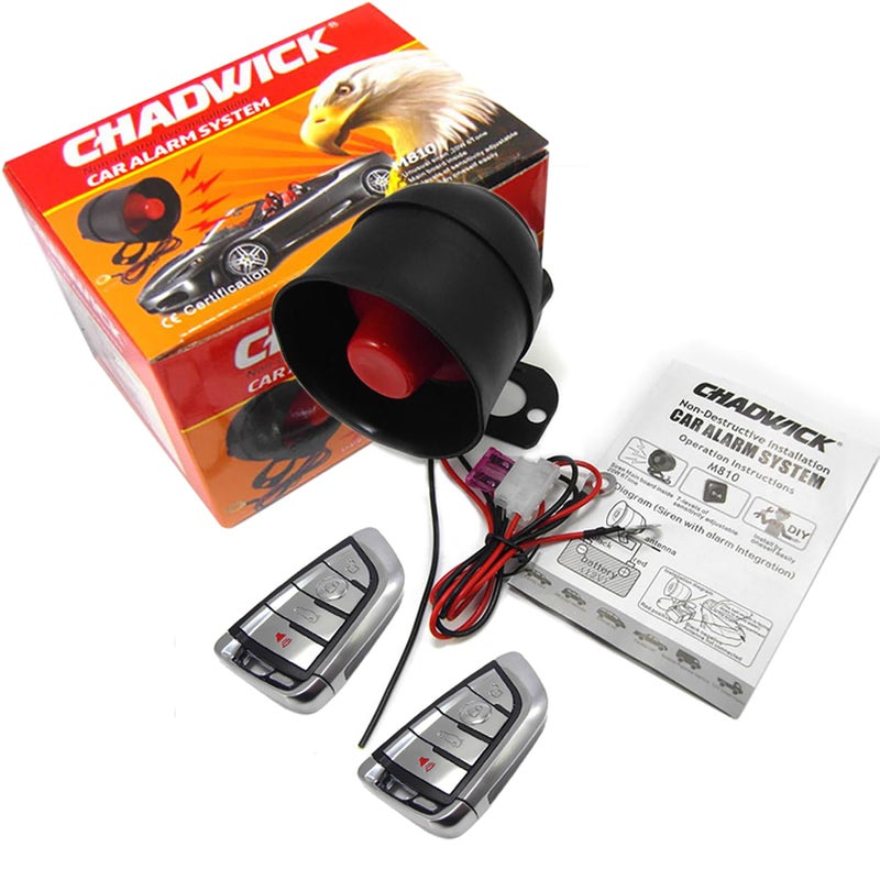 CHADWICK Car Horn Siren AlarmUniversal Car Alarm Security Protection System with 2 Remote Controls7Level Sensitivity12vAntiTheft DeviceNo Thread TrimminNonDestructive Installation CW8131