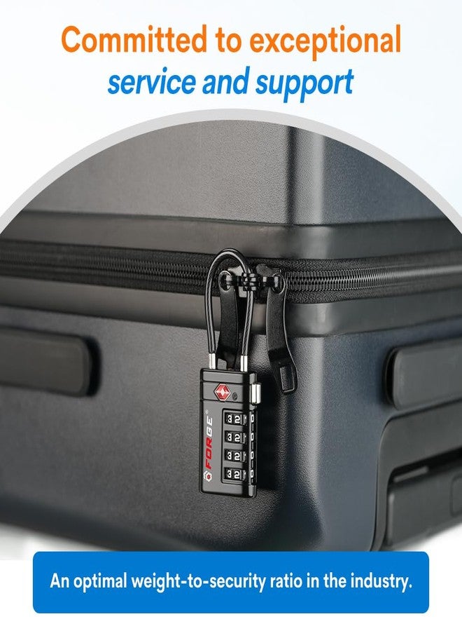 فورج أقفال أمتعة معتمدة من إدارة أمن النقل الأمريكية (TSA) من فورج، أقفال سفر برقم سري مكون من 4 أرقام، مزودة برمز TSA008، ومؤشر تنبيه الفتح، وهيكل من سبائك الزنك، مناسبة للأمتعة والحقائب وحقائب الظهر وغيرها. لون أسود، قفلان. - Image 5