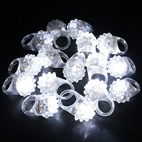 LACGO 12 PCS Flashing LED Lights up Rings Bumpy Jelly Glow in the Dark Colorful Rubber Blinking Rings Gift Toys Prizes for Adults Party Favors Halloween Christmas - Image 1