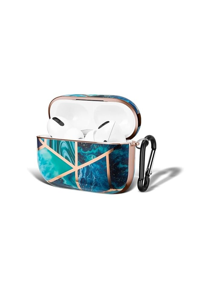 Generic - Case Compatible with Airpods Pro/Airpod Pro 2 Case, Airpods Pro 2 Case with Keychain Protective Dustproof Shockproof Eco-Friendly Cute Girls Men Women for Apple AirPods Pro Case Cover 2019 (Marble Blue) - Image 1