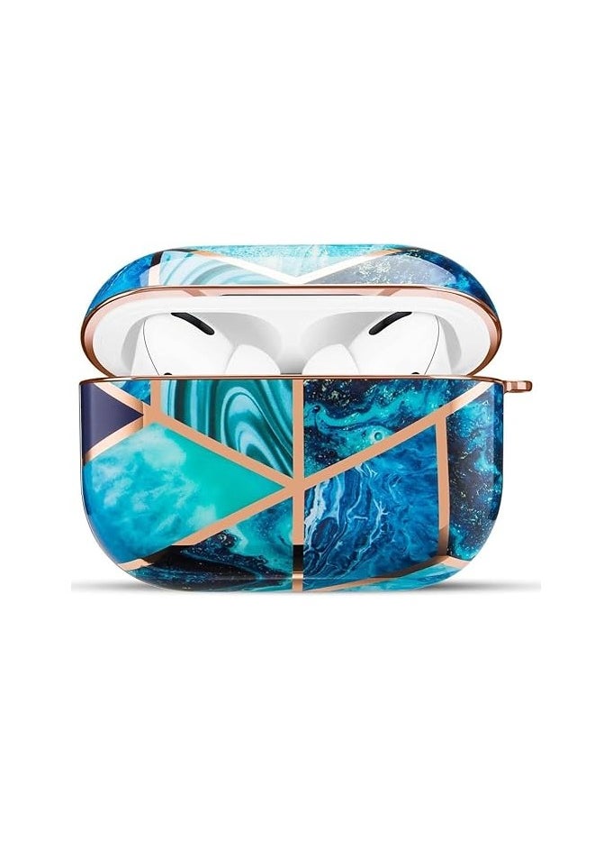 Generic - Case Compatible with Airpods Pro/Airpod Pro 2 Case, Airpods Pro 2 Case with Keychain Protective Dustproof Shockproof Eco-Friendly Cute Girls Men Women for Apple AirPods Pro Case Cover 2019 (Marble Blue) - Image 1