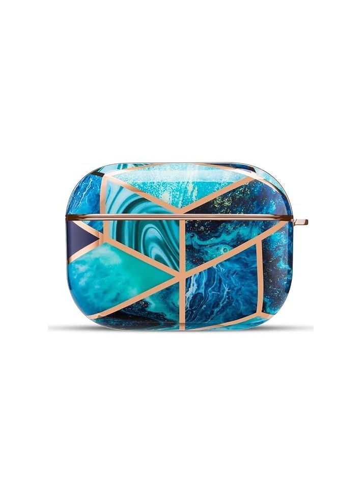 Generic - Case Compatible with Airpods Pro/Airpod Pro 2 Case, Airpods Pro 2 Case with Keychain Protective Dustproof Shockproof Eco-Friendly Cute Girls Men Women for Apple AirPods Pro Case Cover 2019 (Marble Blue) - Image 1