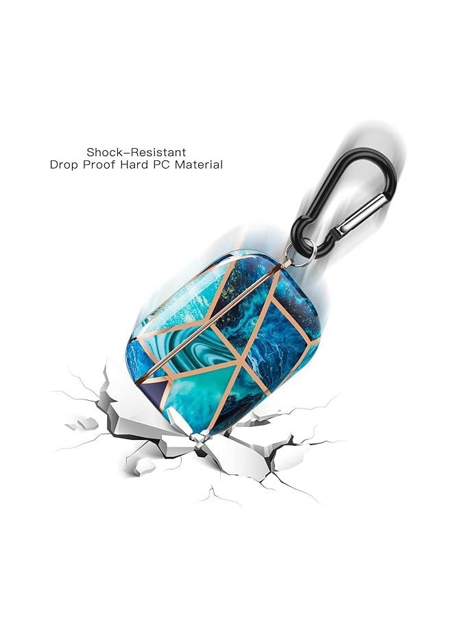 Generic - Case Compatible with Airpods Pro/Airpod Pro 2 Case, Airpods Pro 2 Case with Keychain Protective Dustproof Shockproof Eco-Friendly Cute Girls Men Women for Apple AirPods Pro Case Cover 2019 (Marble Blue) - Image 1
