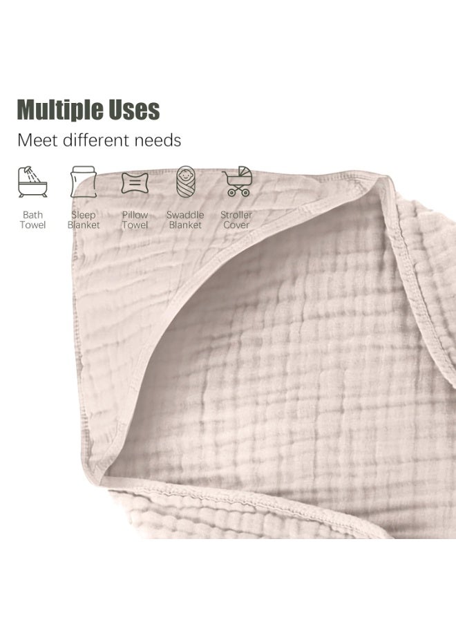 Spotted Play 2 Pack Hooded Baby Towels - 100% Muslin Cotton for Newborns, Infants, Toddlers - Large 32x32 Inch Size - Highly Absorbent and Essential for Newborn Care, Light Bean Paste - Image 2