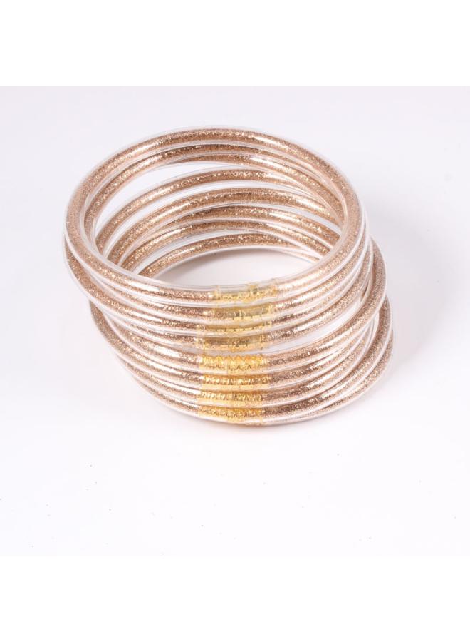 Pvc Silicone Tube Gold Powder Bracelet Jelly Bangles Bracelet 9 Pieces In A Group 