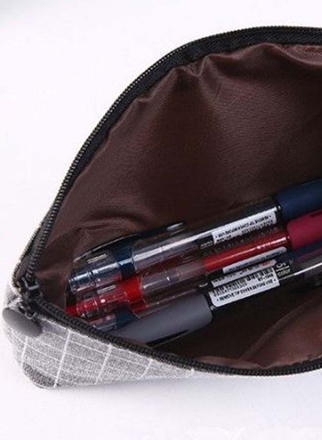 NIBEMINENT Plaid Printed Pencil Case Grey/White - Image 3