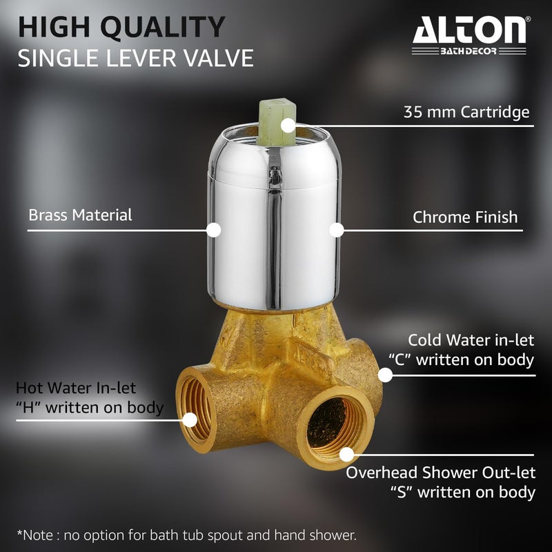 Alton ALTON GRC3752 Brass Single Lever Concealed Shower System with 2 Inlets and 1 Outlet Bathroom Shower Taps Silver - Image 5