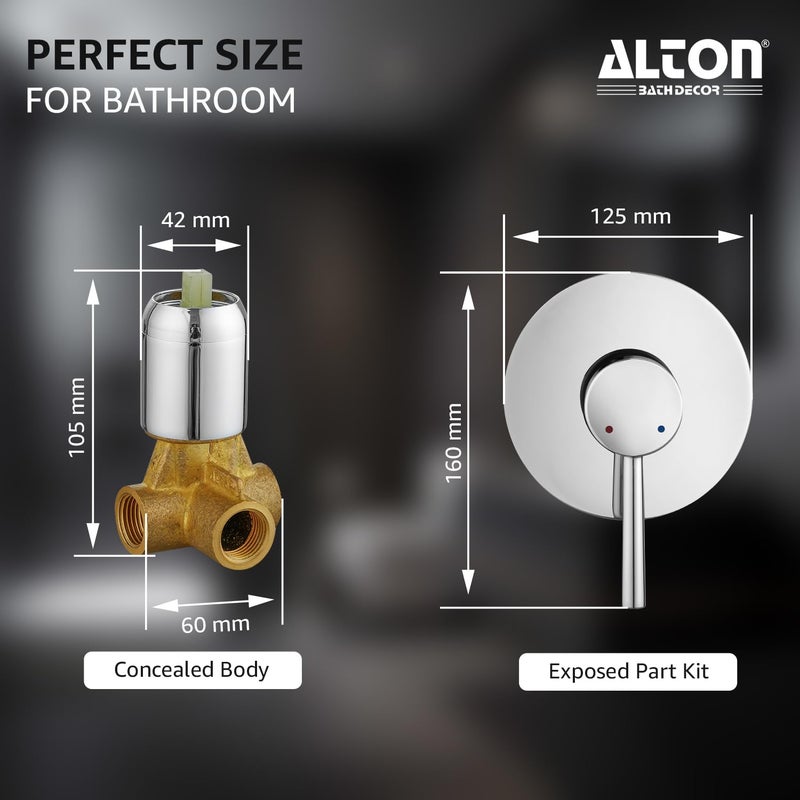 Alton ALTON GRC3752 Brass Single Lever Concealed Shower System with 2 Inlets and 1 Outlet Bathroom Shower Taps Silver - Image 2