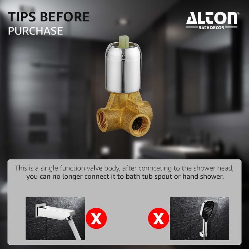 Alton ALTON GRC3752 Brass Single Lever Concealed Shower System with 2 Inlets and 1 Outlet Bathroom Shower Taps Silver - Image 4
