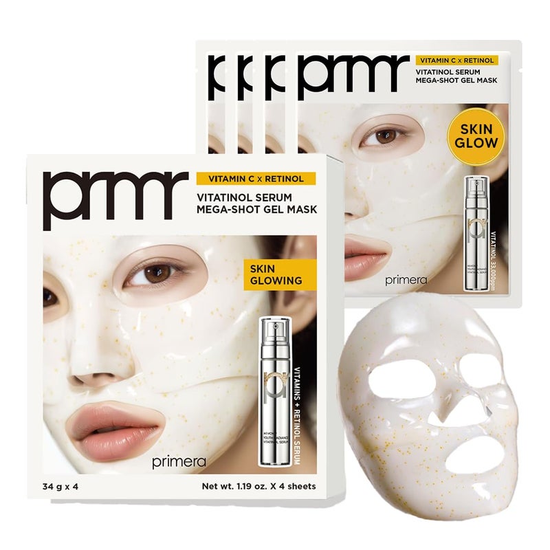 PRIMERA PRMR Vitatinol Serum Mask  Gel Masks for face Real Deep FacialMask Hydrating Wrinkle Care Overnight Hydrogel Maskset 34g x 4EA