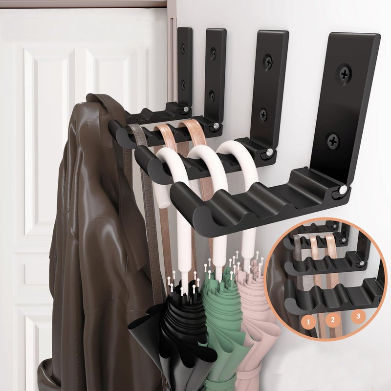 OHIYO Folding Hooks, 6 Pack Wall Hooks for Hanging Heavy Duty, Black Wall Hooks for Hanging Coats, Towel, Hangers, Hat, Backpacks, Bag Hooks for Wall, Wave Folding Hooks - Image 4