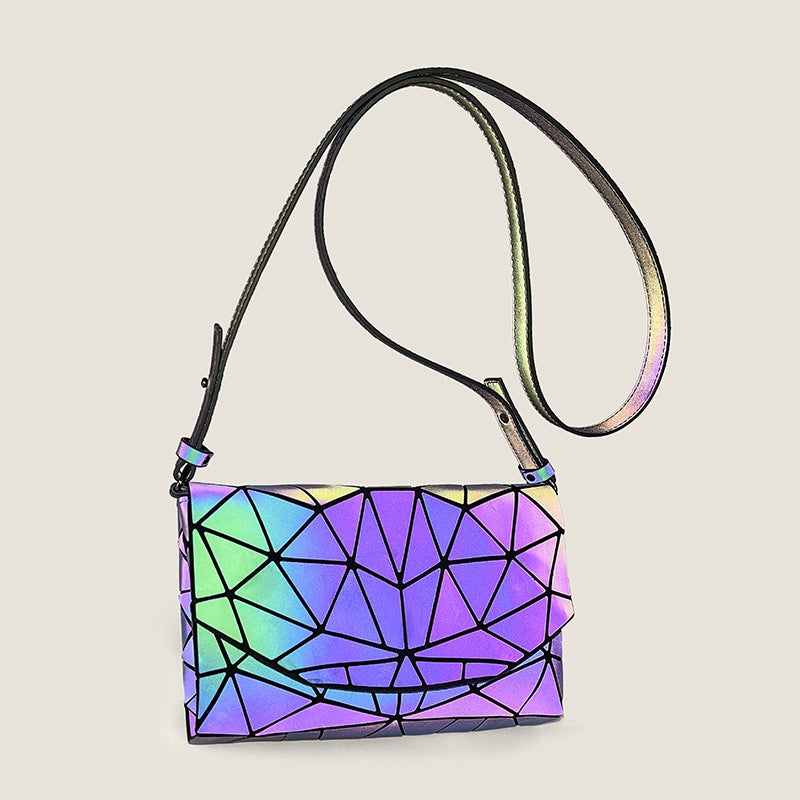 Women'S Bag Summer Patchwork Laser Bag Geometric Rhombus Small Square Bag Luminous Crossbody Envelope Bag - Image 3