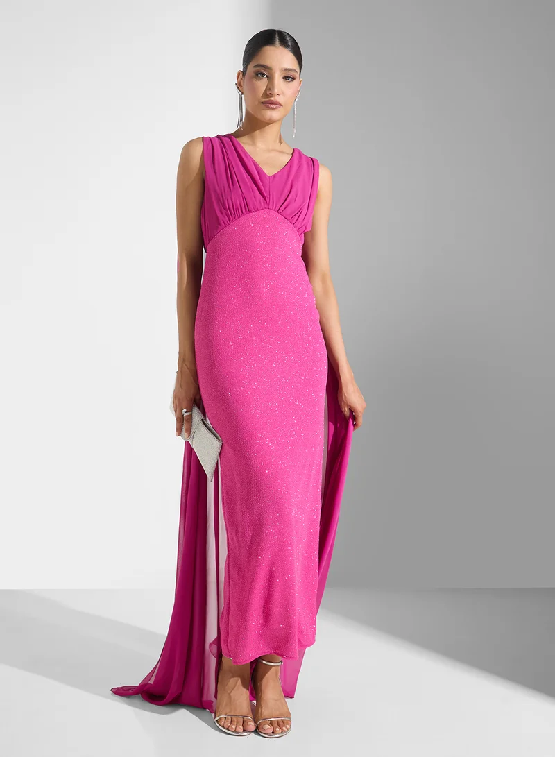 Ella Limited Edition Shimmer Dress With Exaggerated Cape