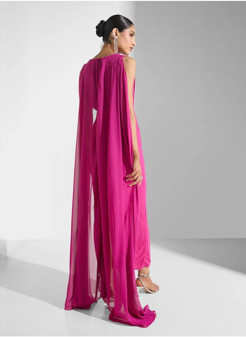 ايلا ليمتد اديشن Shimmer Dress With Exaggerated Cape