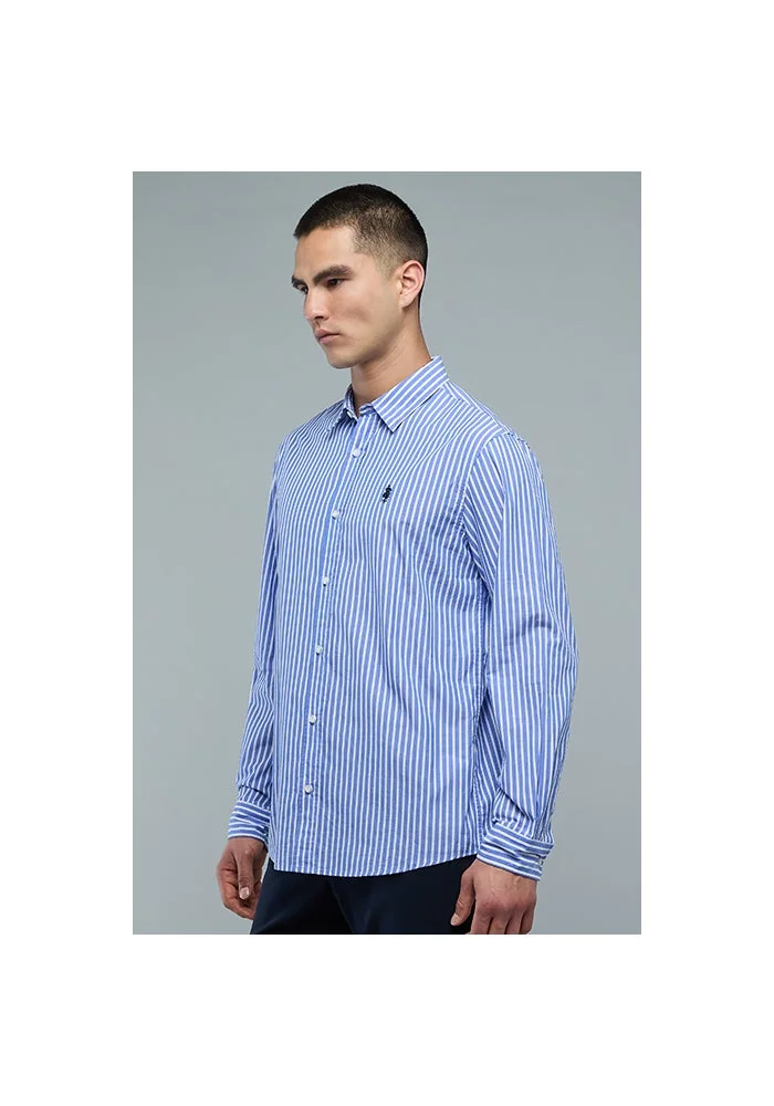 R&b Striped Shirt with Button-Down Collar and Long Sleeves
