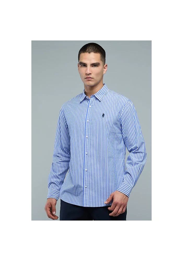 R&b Striped Shirt with Button-Down Collar and Long Sleeves