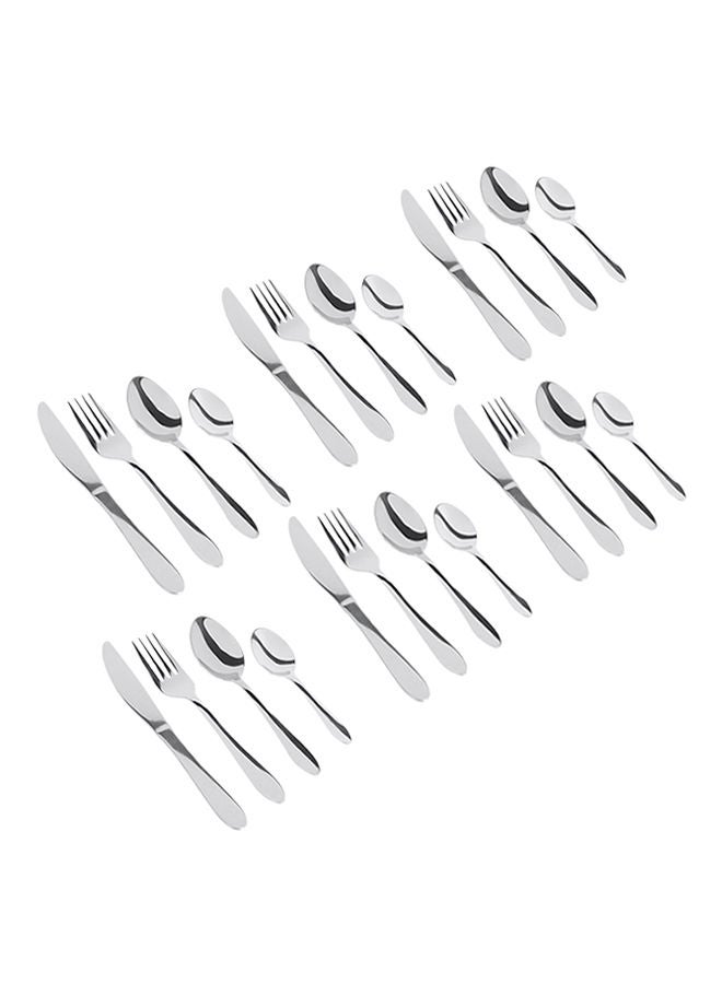 NIBEMINENT 24-Piece Sleek Cutlery Set Silver 26cm  - Image 1