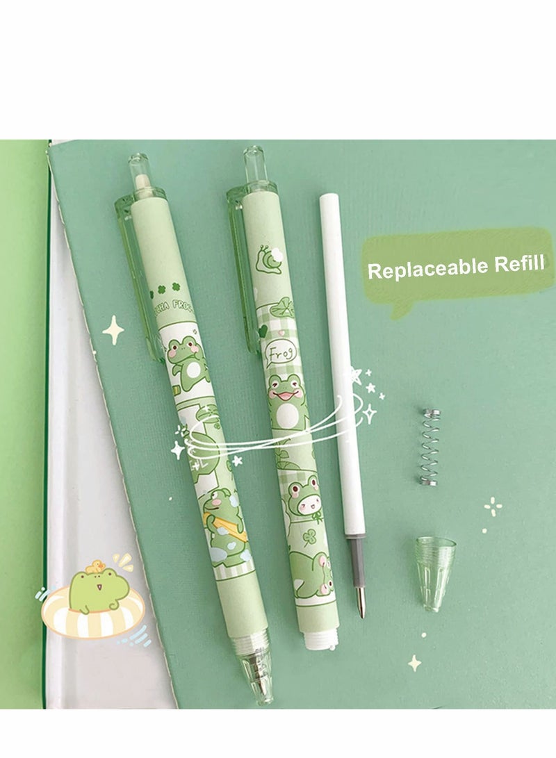 Cute Cartoon Frog Gel Ink Pens 0.5mm Retractable Ballpoint Pens for Office and School, Set of 6 - Image 3