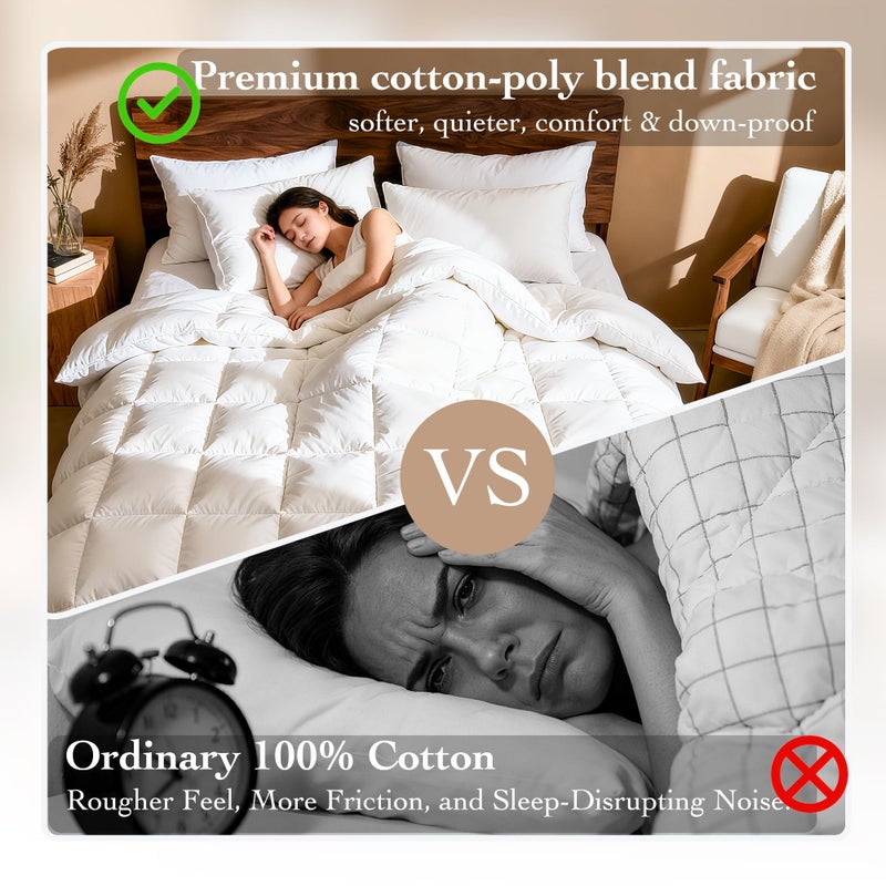 Gehtmnl Goose Down Fiber Comforter Queen Size â€“ All Season Naturally Breathable Down Comforters, Luxury Hotel Collection Duvet Insert with 8 Corner Tabs, Cotton Fabric & Baffle Box (White,50oz Fill) - Image 5