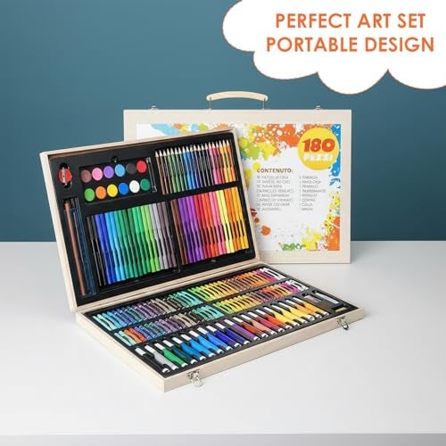 KARP Children Deluxe Art Drawing Set for Kids Case Art and Craft Supplies Drawing and Painting Set Great Gift (180Pcs - Multi) - Image 2
