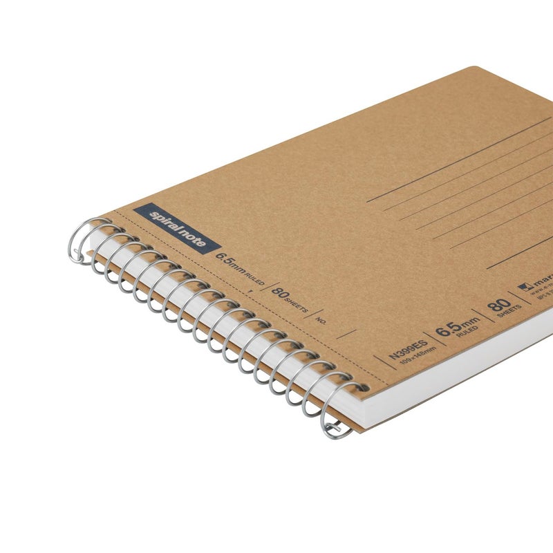 Maruman Spiral Note Basic Lined Notebook- A6, 4.29" x 6.22", 80 Sheets / 160 Pages, 6.5mm Narrow Ruled Journal, Perforated Pages & Wire-Bound to Lay Flat, Sturdy Kraft Cover, Made in Japan - Image 3