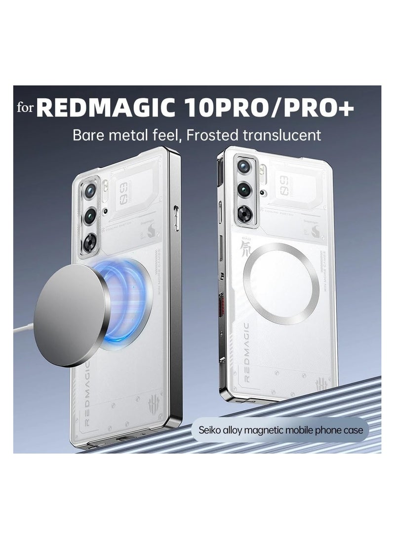 ZTE Nubia Red Magic 10 Pro/10 Pro+ Magnetic Protective Case, Metal Frame Push-Pull Frosted Translucent Back Cover Slim Fingerprint Resistant Drop and Shock Protective Case - Image 2