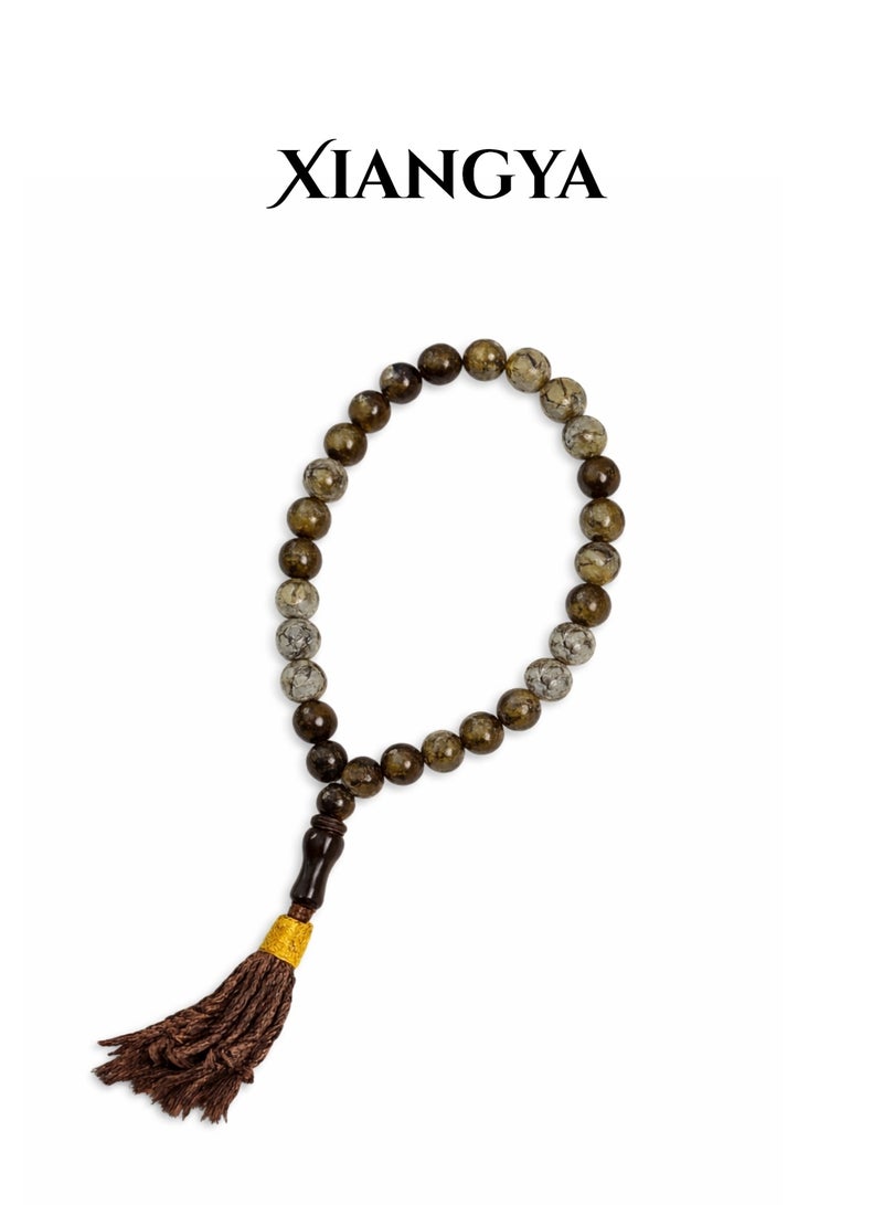 XIANGYA Prayer Beads Tasbih 33 Beads Islamic – Marble Pattern Beaded Rosary with Tassel for Dhikr, Daily Prayer & Religious Use - Image 1