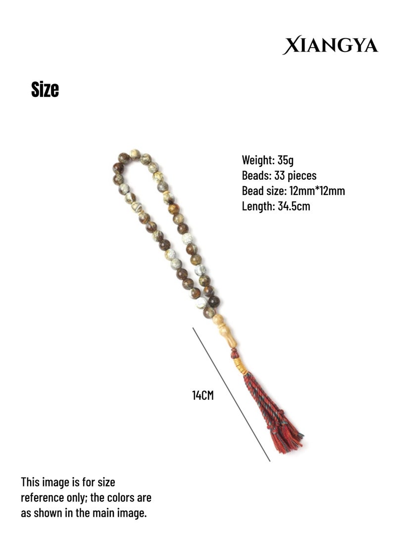 XIANGYA Prayer Beads Tasbih 33 Beads Islamic – Marble Pattern Beaded Rosary with Tassel for Dhikr, Daily Prayer & Religious Use - Image 5