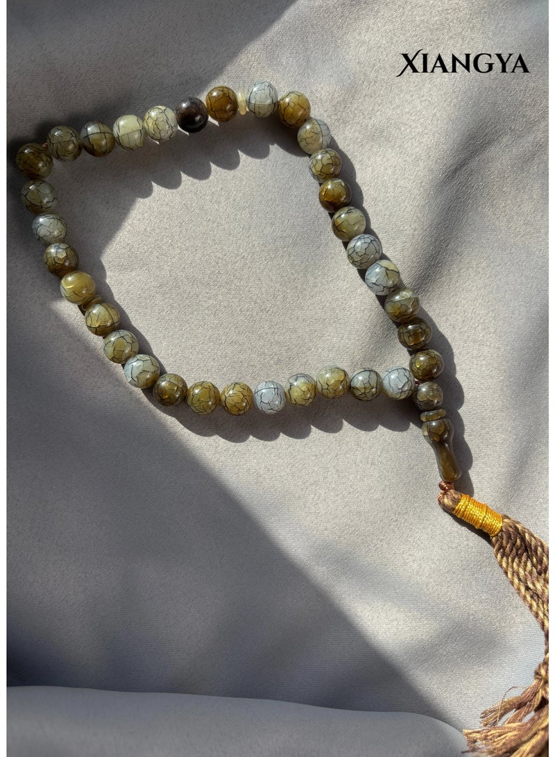 XIANGYA Prayer Beads Tasbih 33 Beads Islamic – Marble Pattern Beaded Rosary with Tassel for Dhikr, Daily Prayer & Religious Use - Image 4