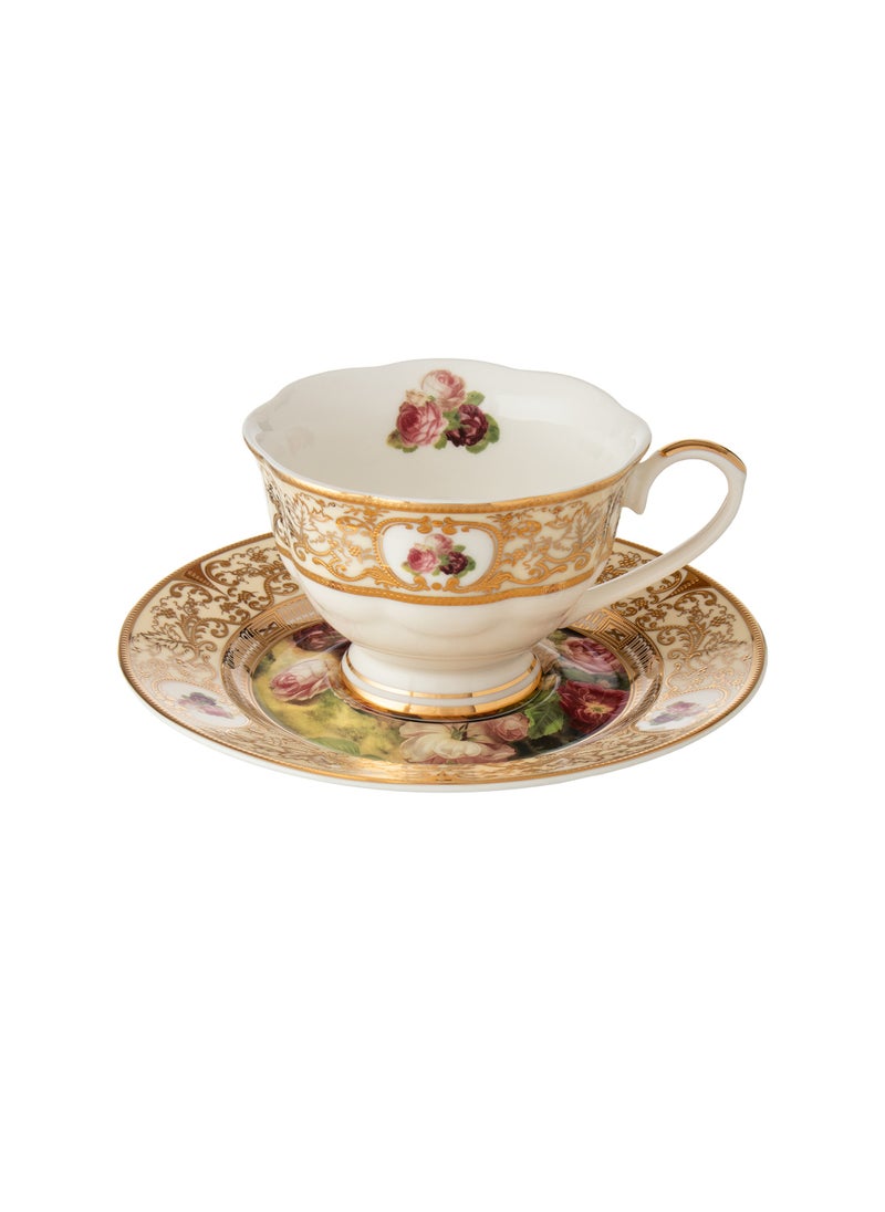 Dania - Porcelain cup and saucer set with rose design - Image 1