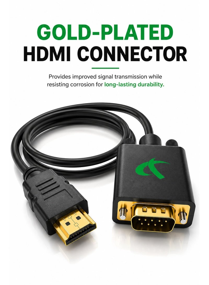 فوجيشكا كابل HDMI إلى VGA بطول 5 أمتار | كابل محول مطلي بالذهب (طرف HDMI ذكر إلى طرف VGA ذكر) | محول فيديو بدقة 1080P Full HD | يدعم التشغيل الفوري (Plug & Play) | متوافق مع أجهزة الكمبيوتر المحمول والمكتبي، والشاشات، وأجهزة العرض (البروجيكتور)، وأجهزة التلفزيون - Image 4