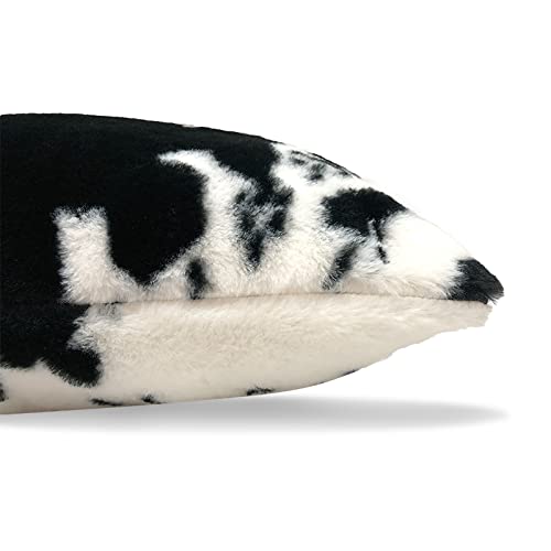 TOMWISH Decorative Throw Pillow Covers 18x18 Pack of 2 Soft Cozy Fleece Flurry Throw Pillow Covers for Couch Bed Sofa Farmhouse Animal Skin Black White Printed Both Sides Square - Image 5